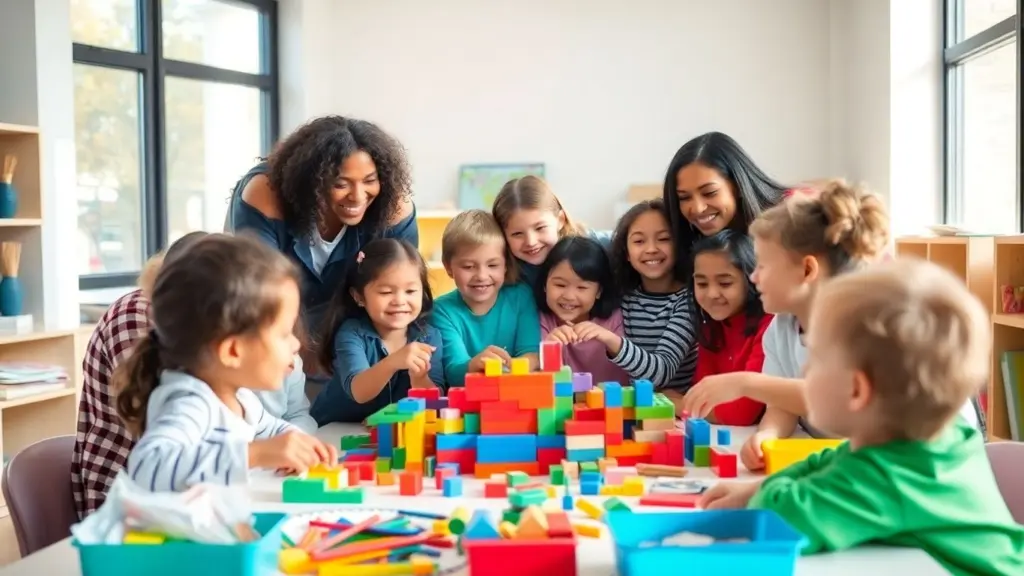 Schüler und Lehrer arbeiten gemeinsam an einem Tisch.
